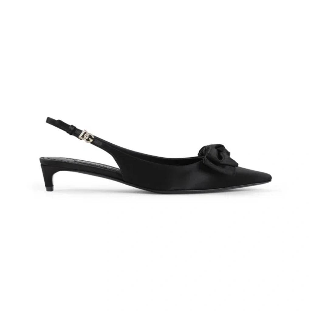 DOLCE & GABBANA Satin Slingback Pumps In Black Product Image
