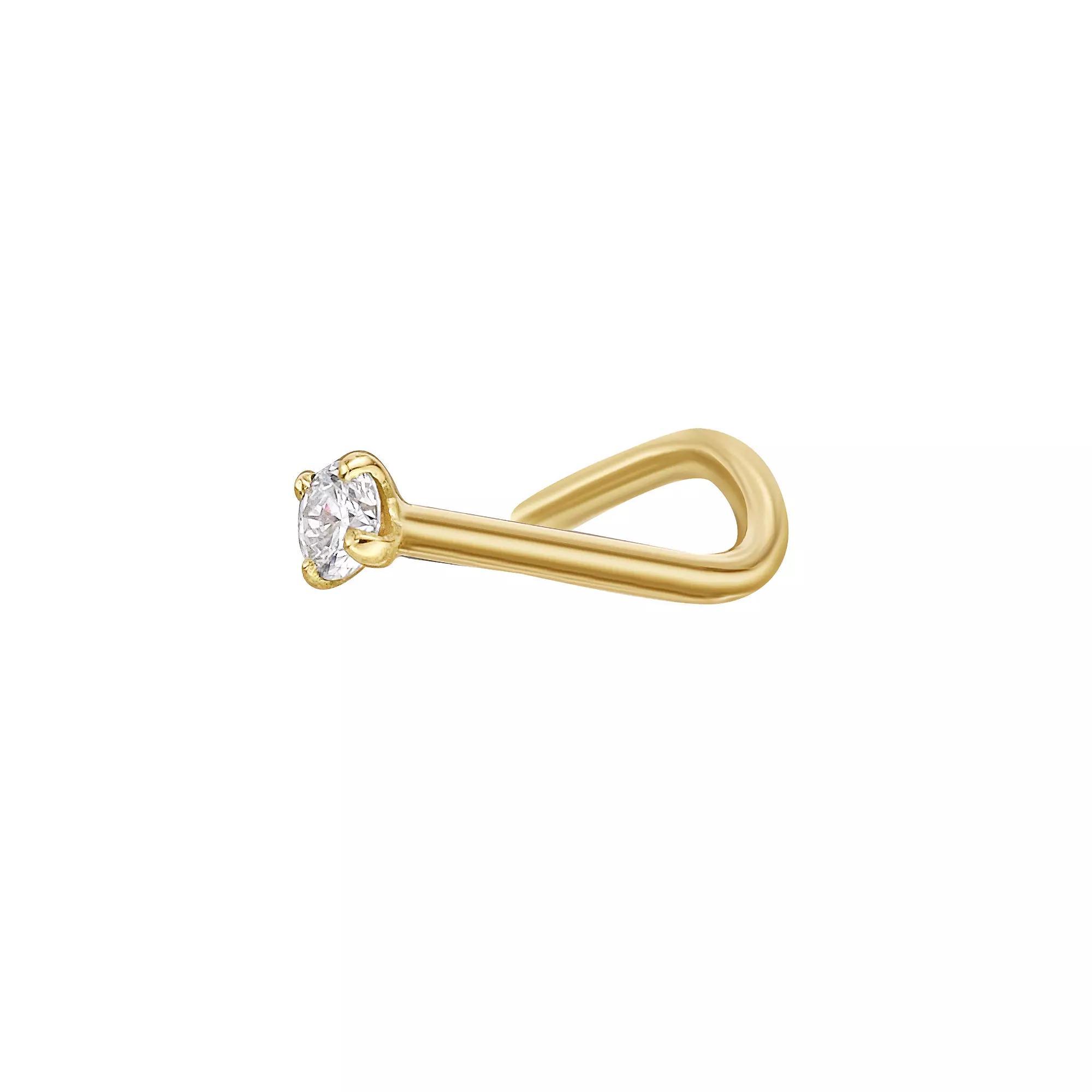 Lila Moon 14k Gold Diamond Accent 18 Gauge Curved Nose Ring Stud, Women's Product Image
