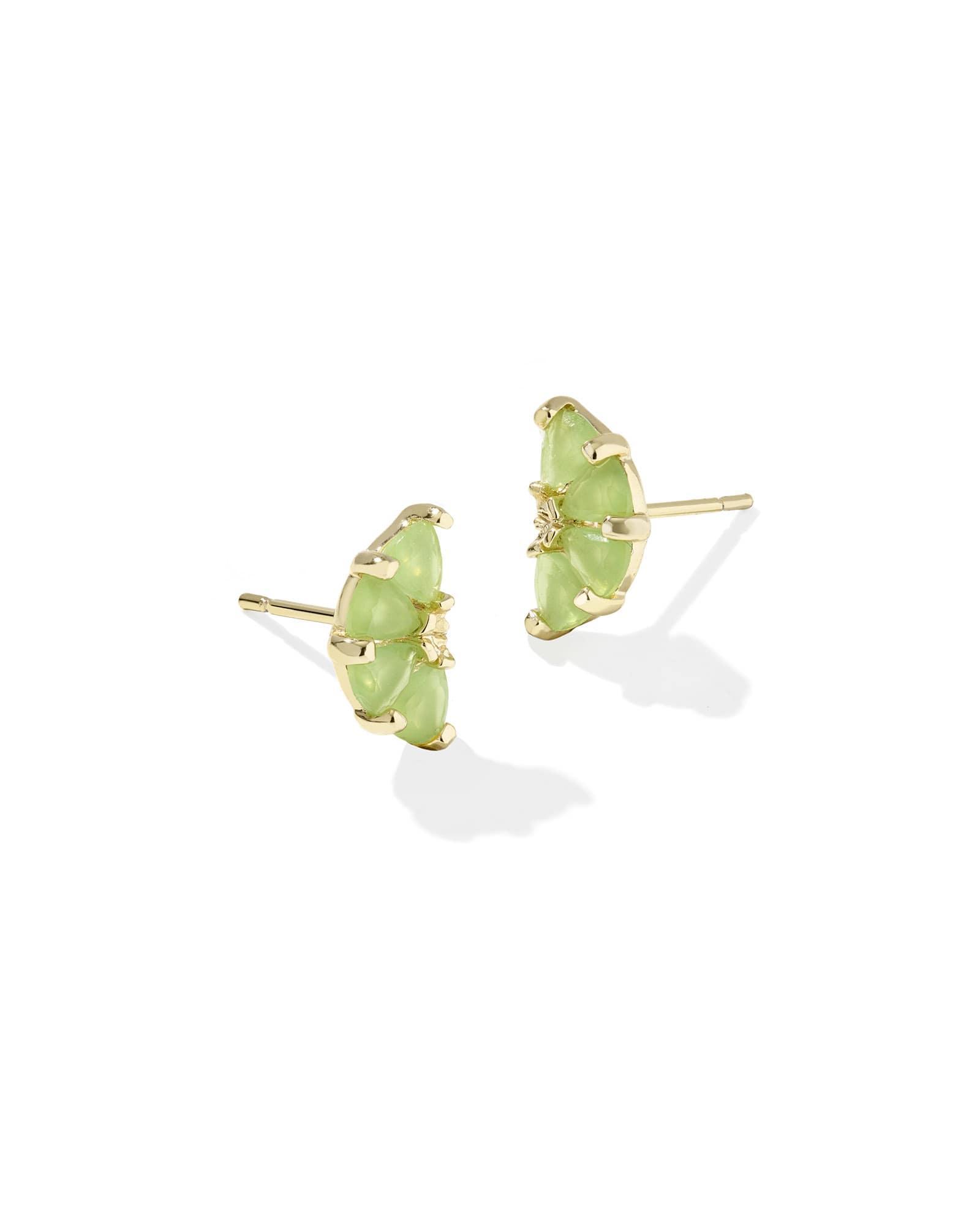 Lime Gold Stud Earrings Product Image