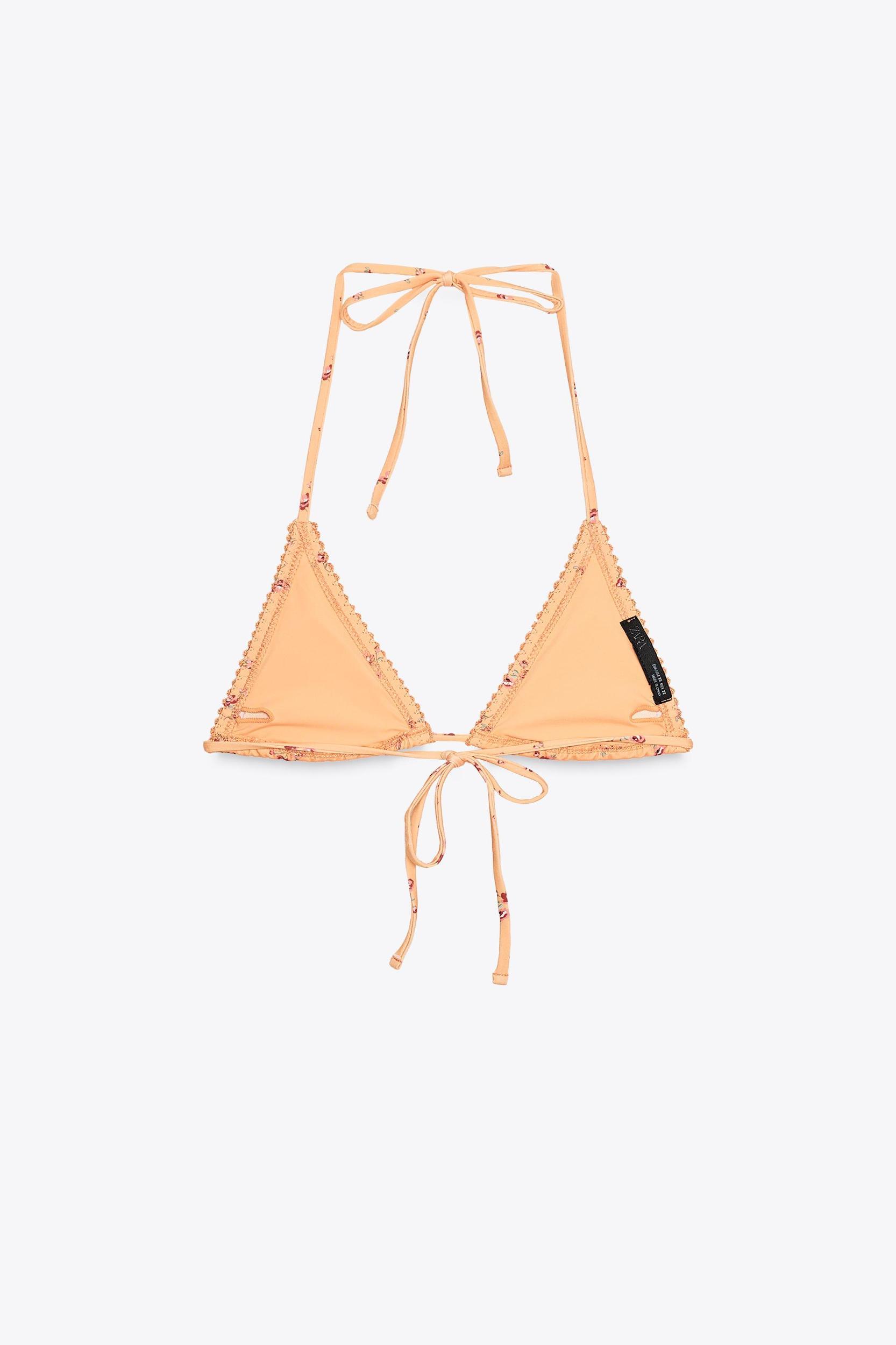 LACE TRIM FLORAL BIKINI TOP Product Image