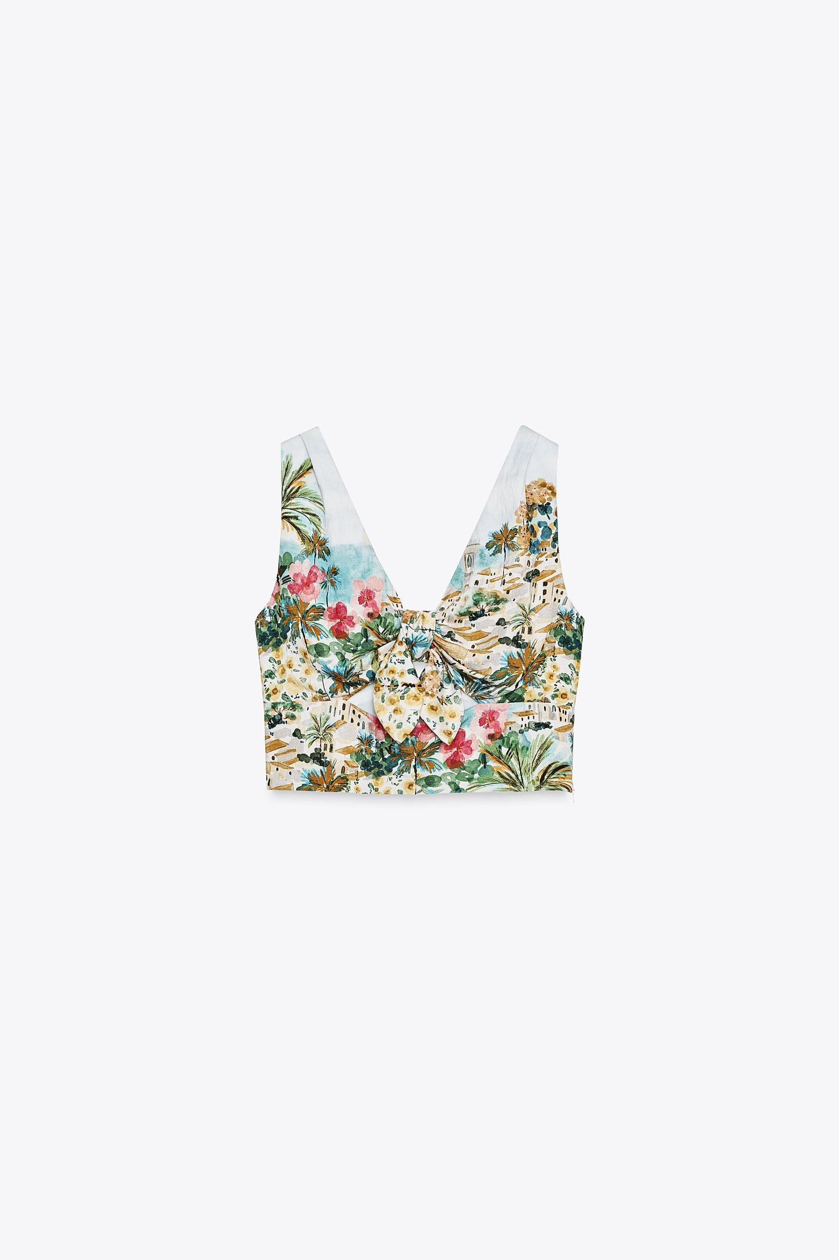 KNOTTED PRINTED CROP TOP Product Image