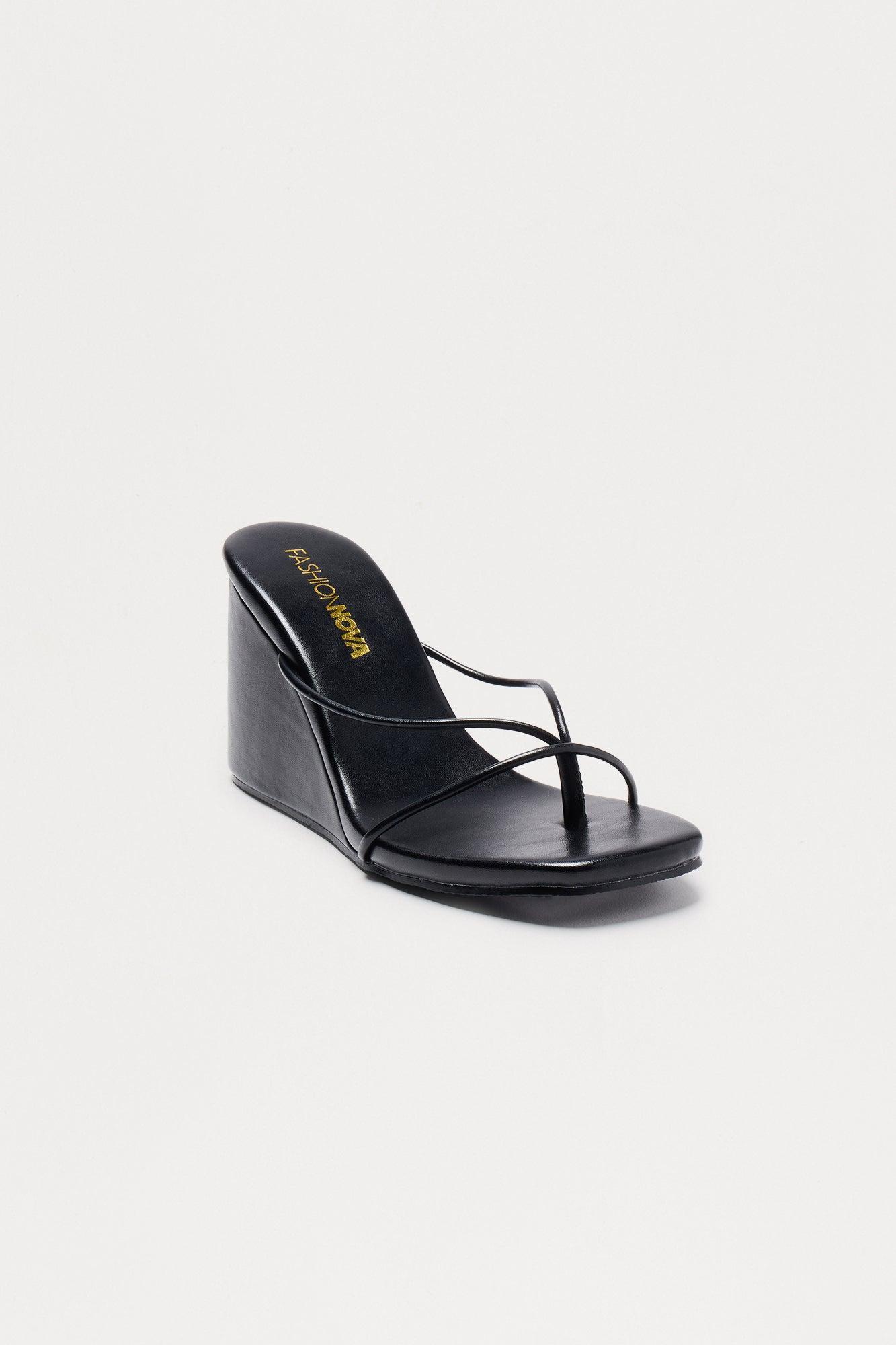 Avi Thong Wedges - Black Female Product Image
