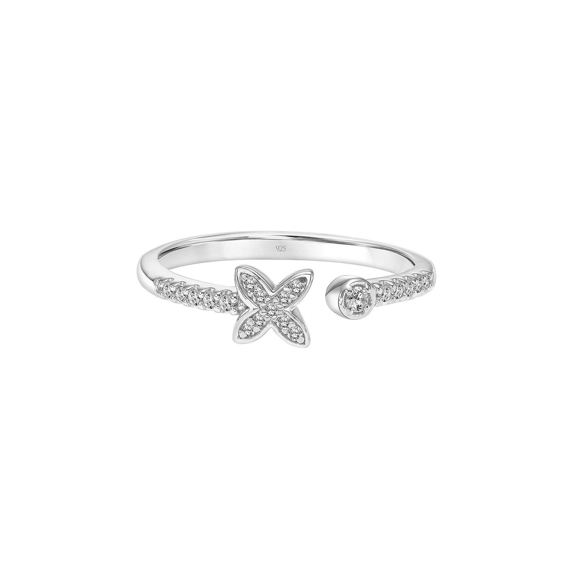 Love Always Sterling Silver 1/10 Carat T.W. Diamond Open Ring, Womens Product Image