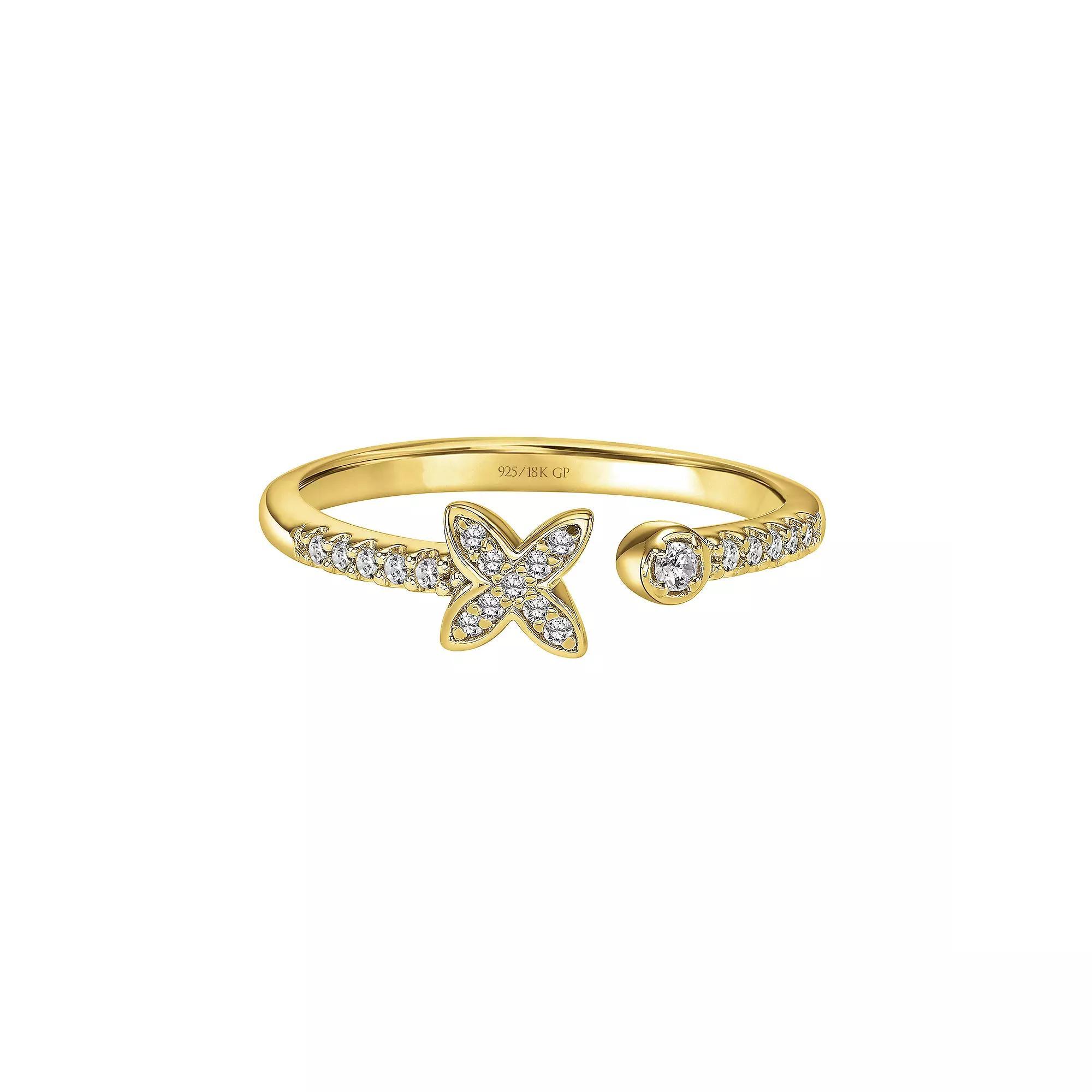 Love Always Sterling Silver 1/10 Carat T.W. Diamond Open Ring, Womens 18k Gold Plated Product Image