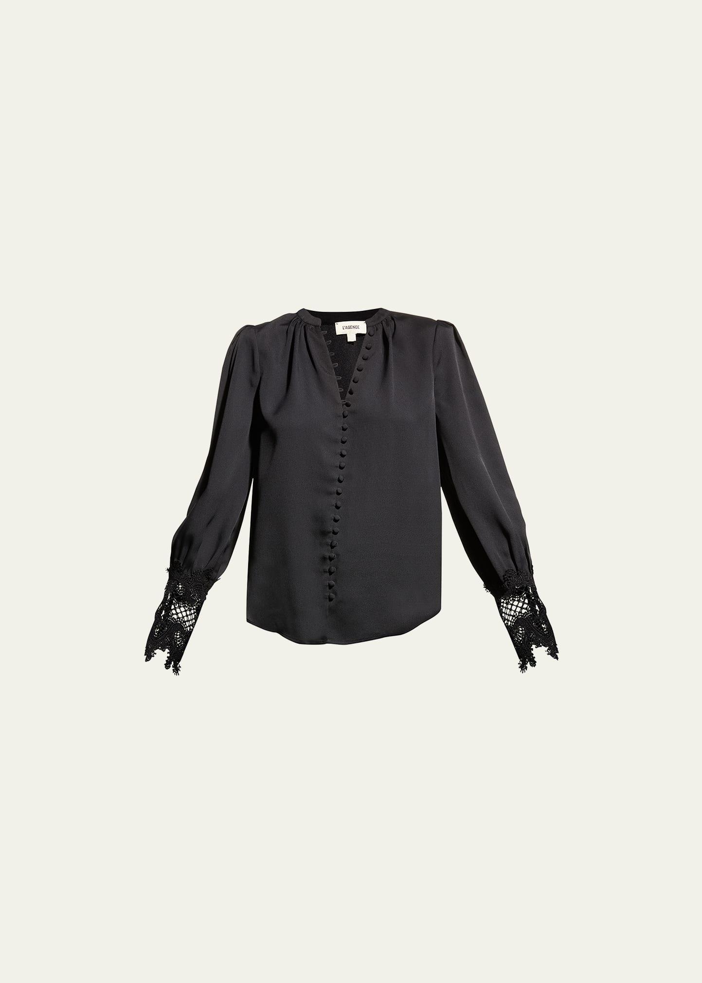 Ava Lace-Cuff Blouse Product Image