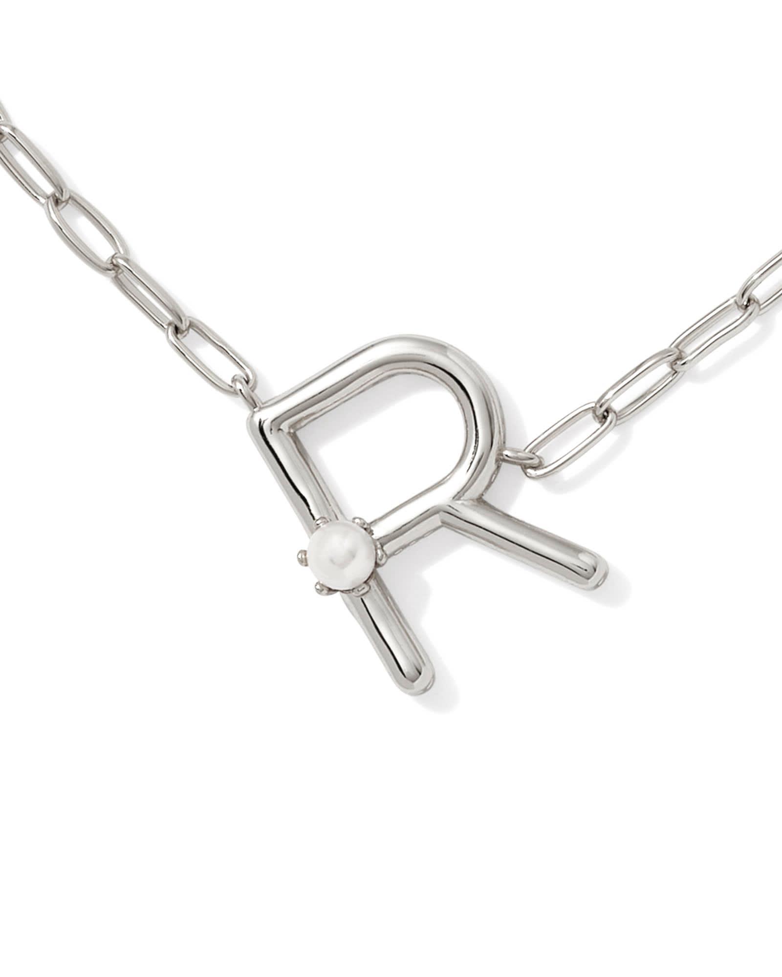 Pearl Silver Letter X Short Pendant Necklace in Freshwater Cultured Pearl Product Image