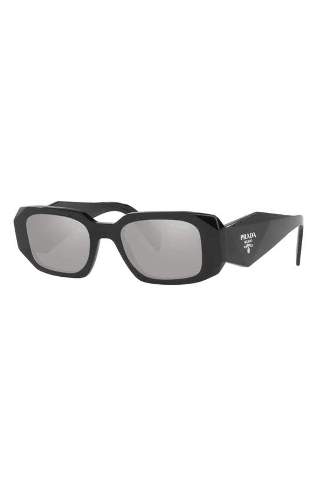 PRADA 49mm Small Rectangular Sunglasses In Black Product Image