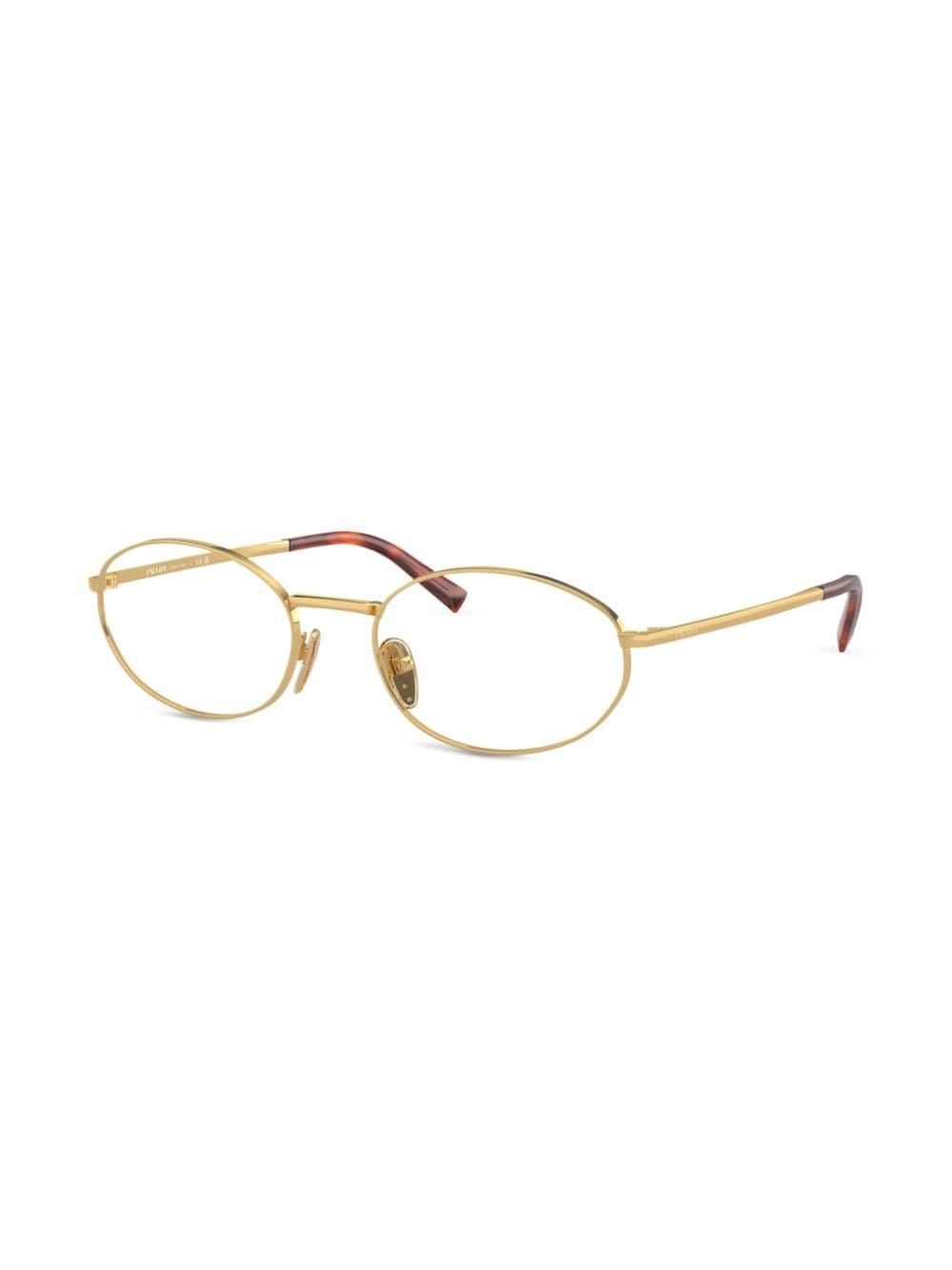 PRADA Metallic Oval-frame Glasses In Gold Product Image