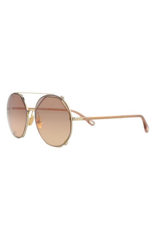 CHLOÉ Round-frame Metal Sunglasses In Gold Product Image