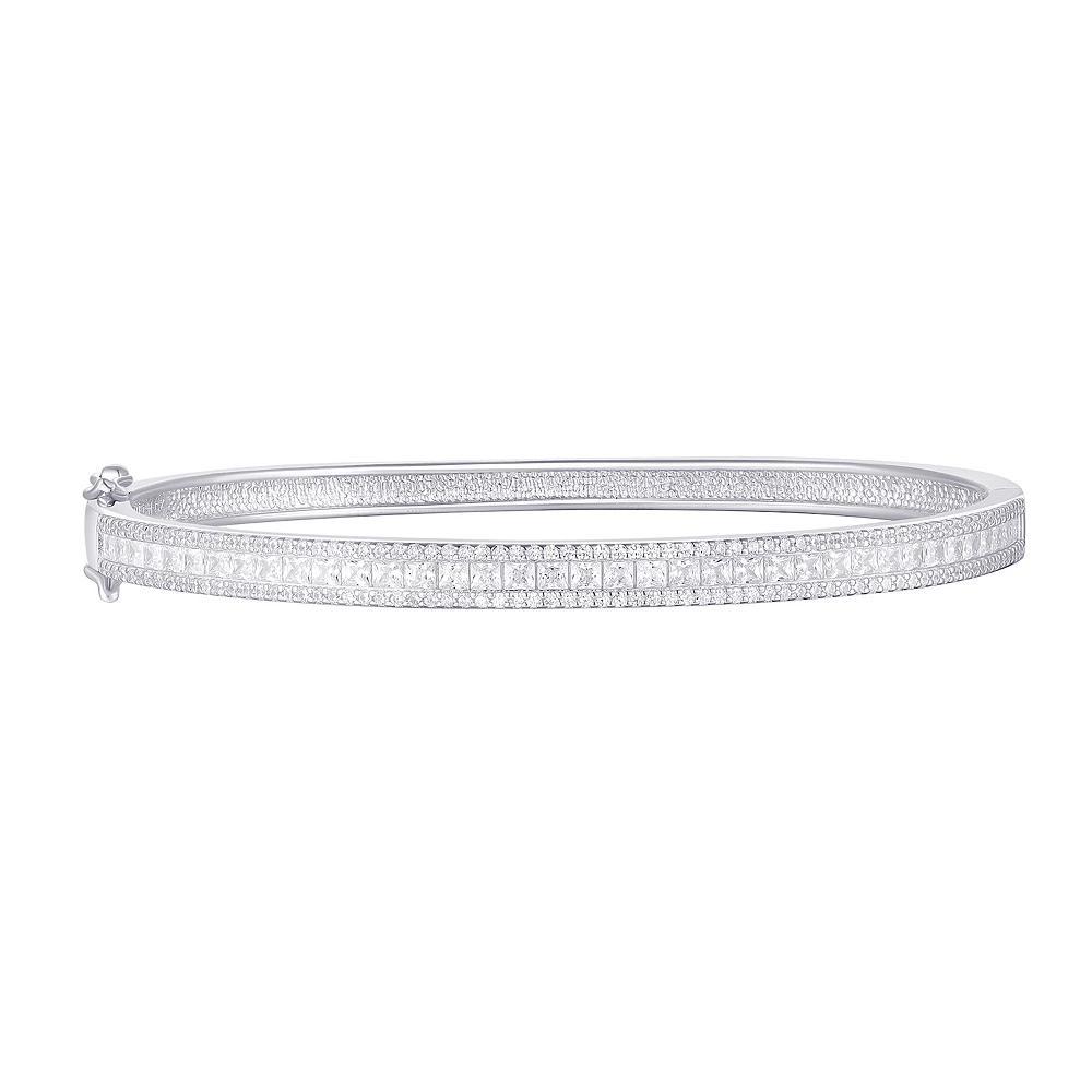 Argento Forte Sterling Silver Cubic Zirconia Bangle Bracelet, Women's Product Image
