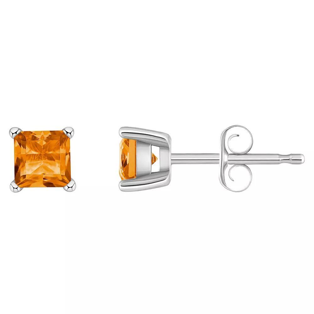 14k Gold 4 mm Princess Cut Amethyst Stud Earrings, Women's, 14k Yellow Gold Product Image