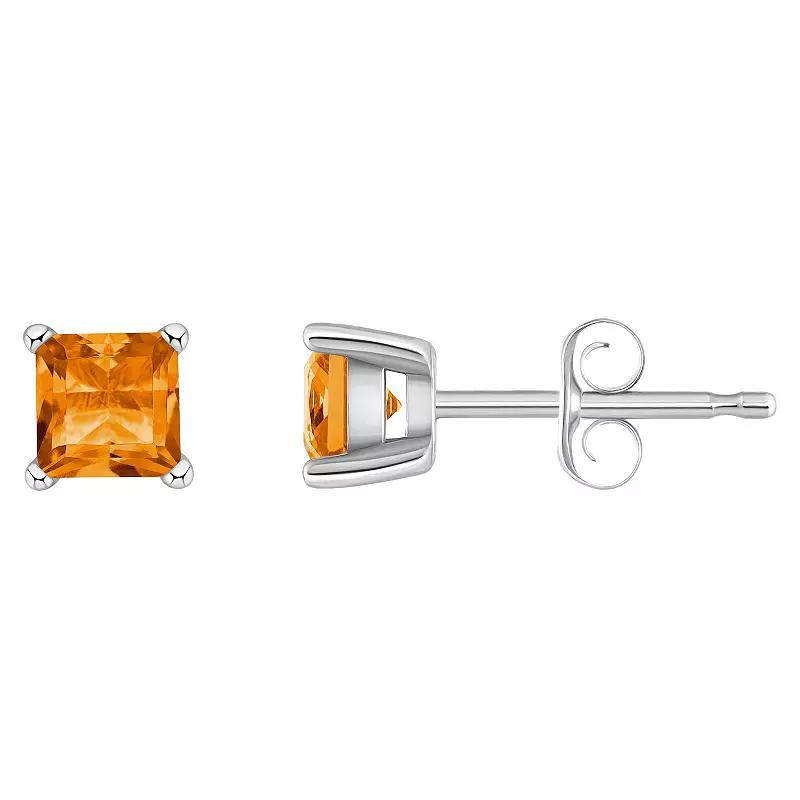 14k Gold 4 mm Princess Cut Amethyst Stud Earrings, Women's, 14k Yellow Gold Product Image
