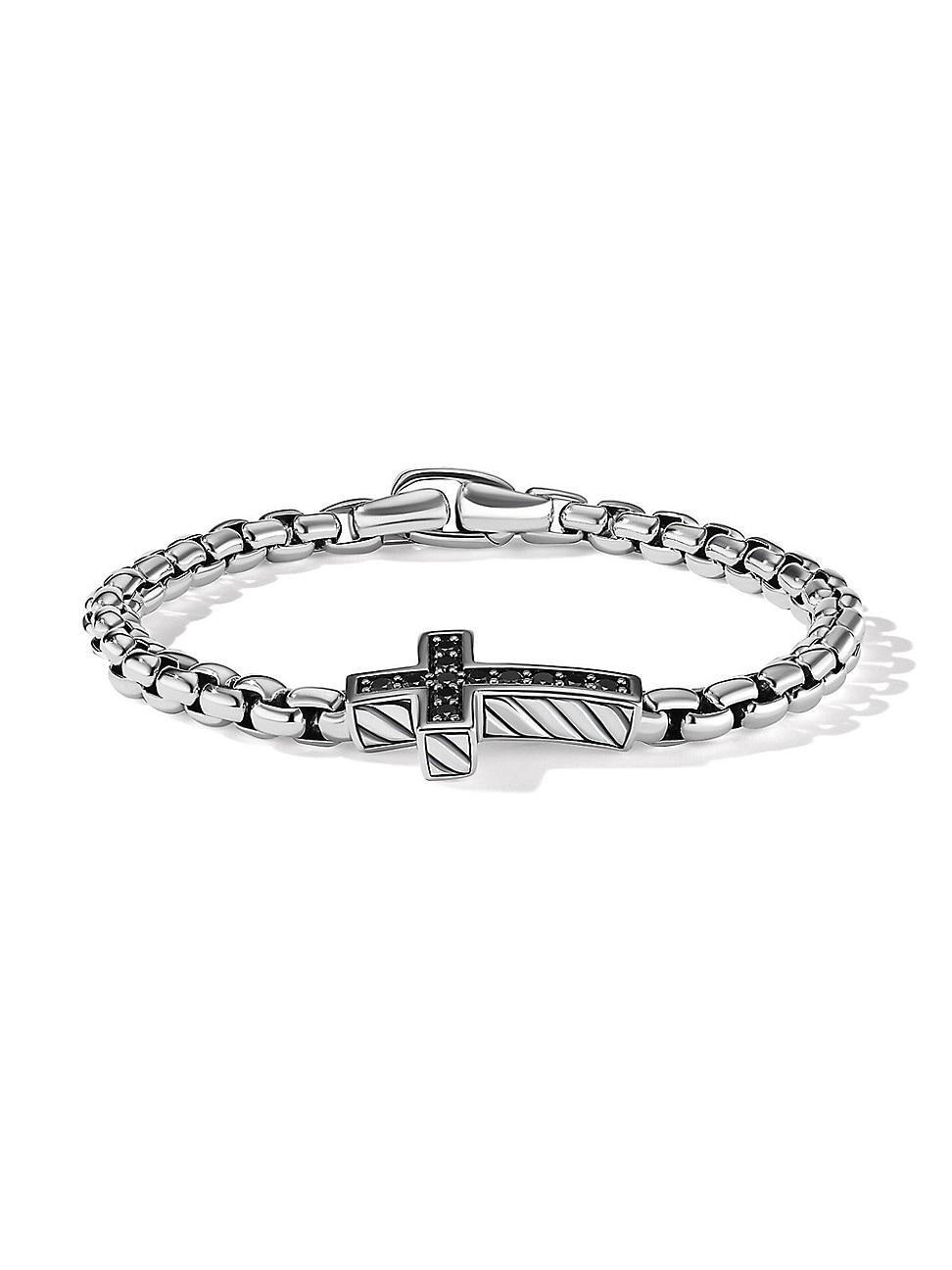 Mens Streamline Cross Bracelet in Silver, 5mm Product Image