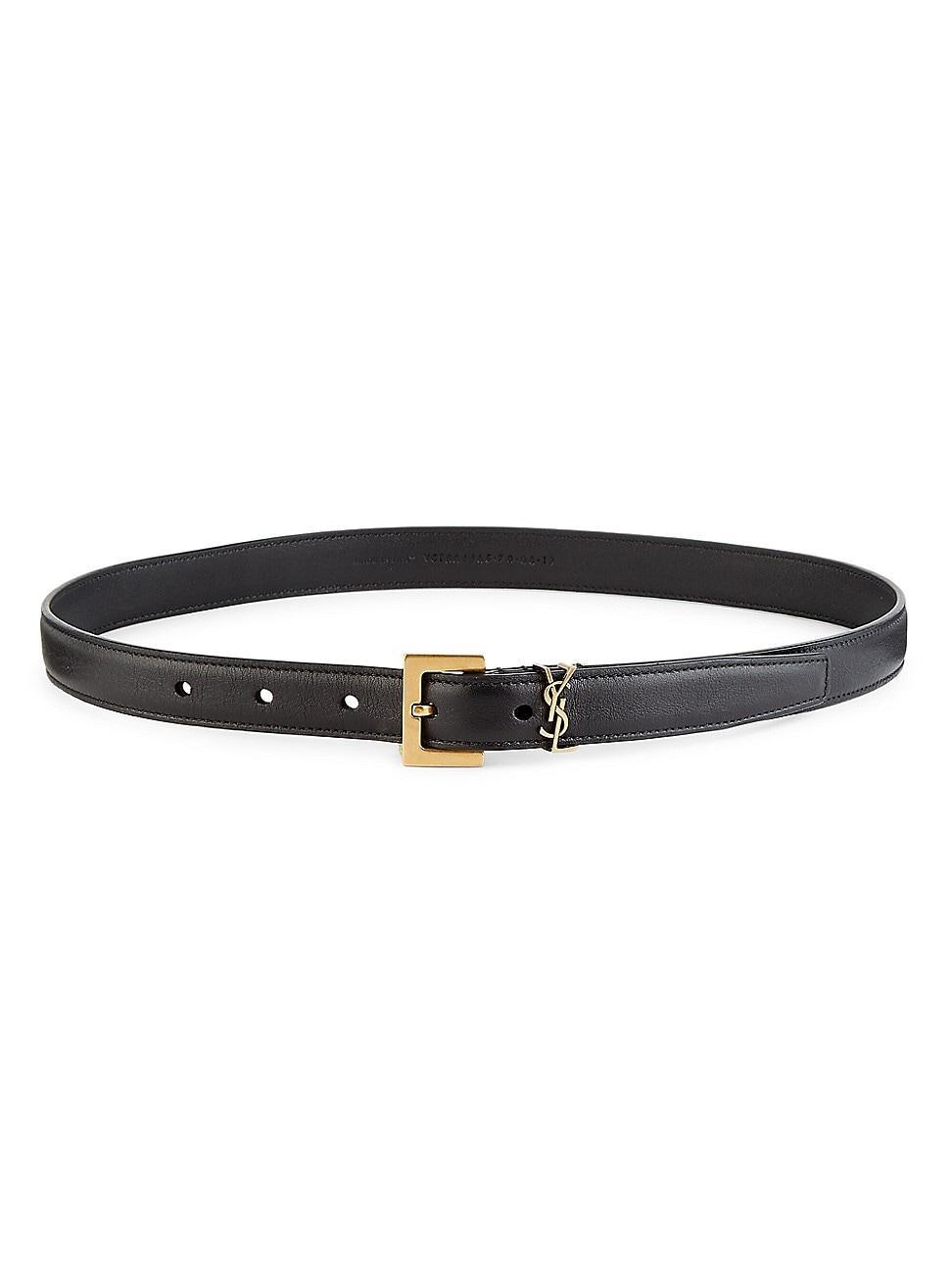 Womens Cassandre Thin Belt with Square Buckle in Smooth Leather Product Image