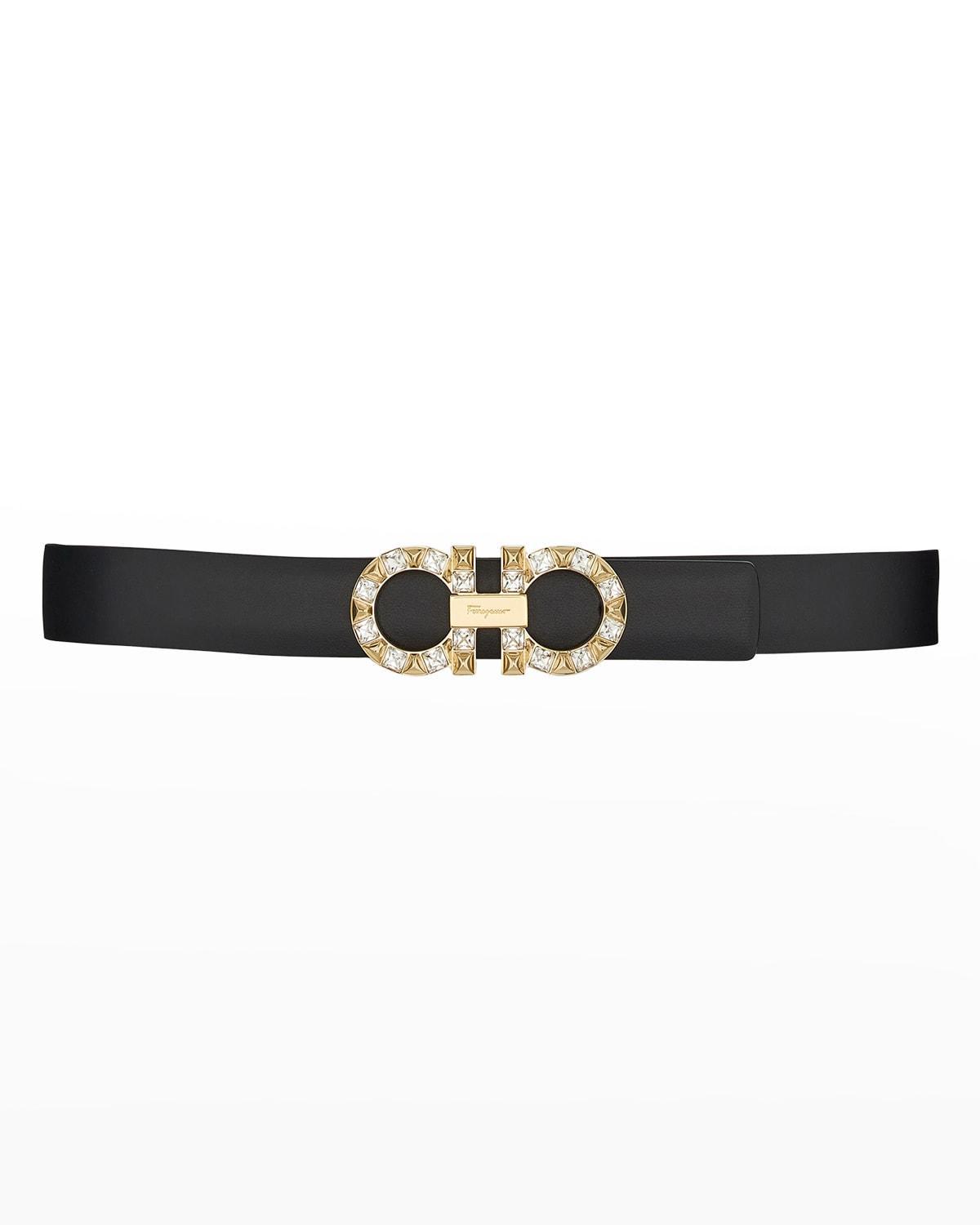 Womens Gancini Adjustable Cut-to-Size Reversible Hammered Leather Belt Product Image