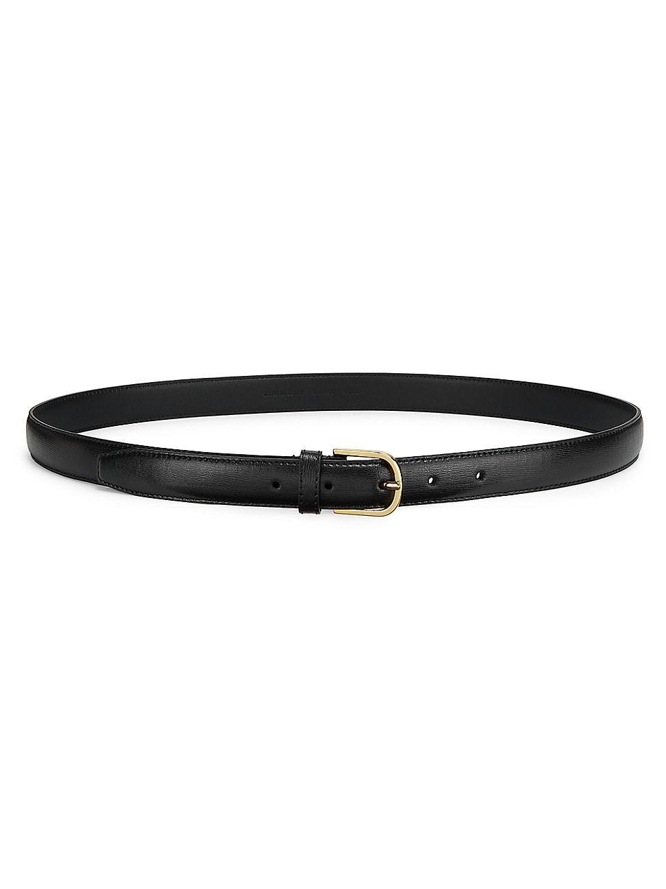 Womens Slim Leather Buckled Belt Product Image