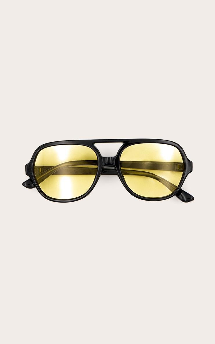 Black Plastic Frame Colored Lens Aviator Sunglasses Product Image