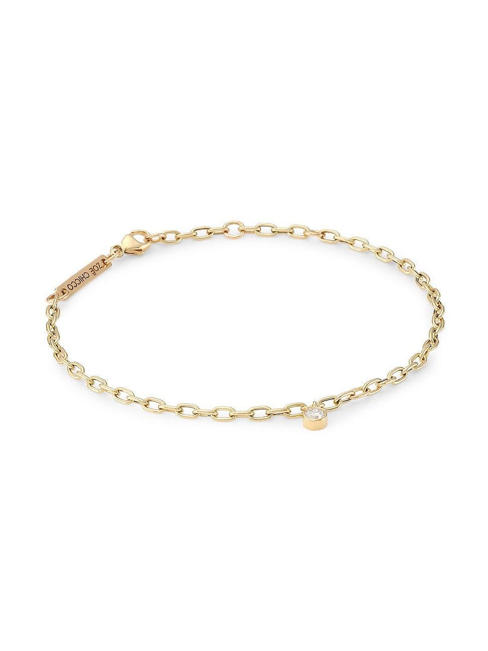 Zoe Chicco 14K Yellow Gold Diamond Dangle Oval Link Bracelet Product Image