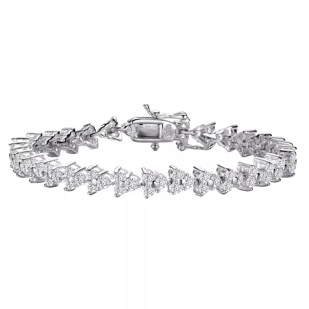 Sterling Silver Cubic Zirconia Triangular Link Bracelet, Womens Product Image