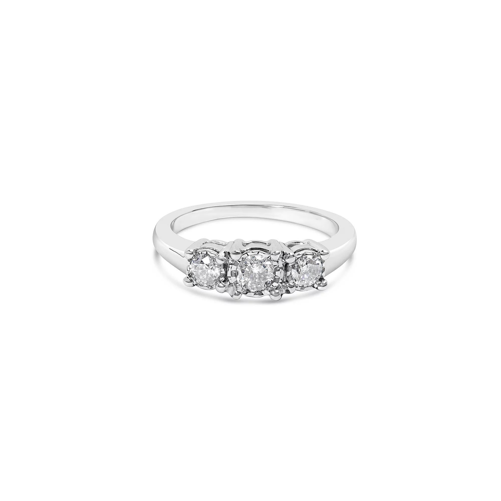 Haus of Brilliance 14k White Gold 1/2 Carat T.W. Lab-Grown Diamond 3 Stone Ring, Women's, Size: 5, 14k Whgold Product Image
