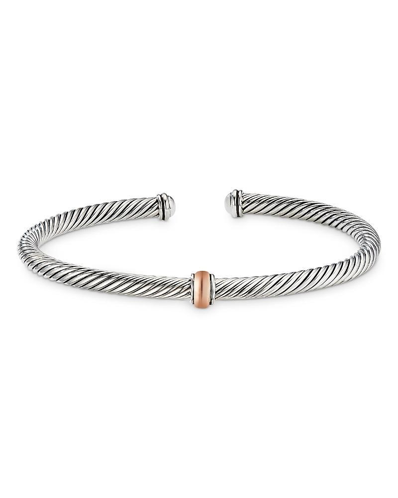Cable Station Bracelet in Silver with 18K Gold, 4mm Product Image
