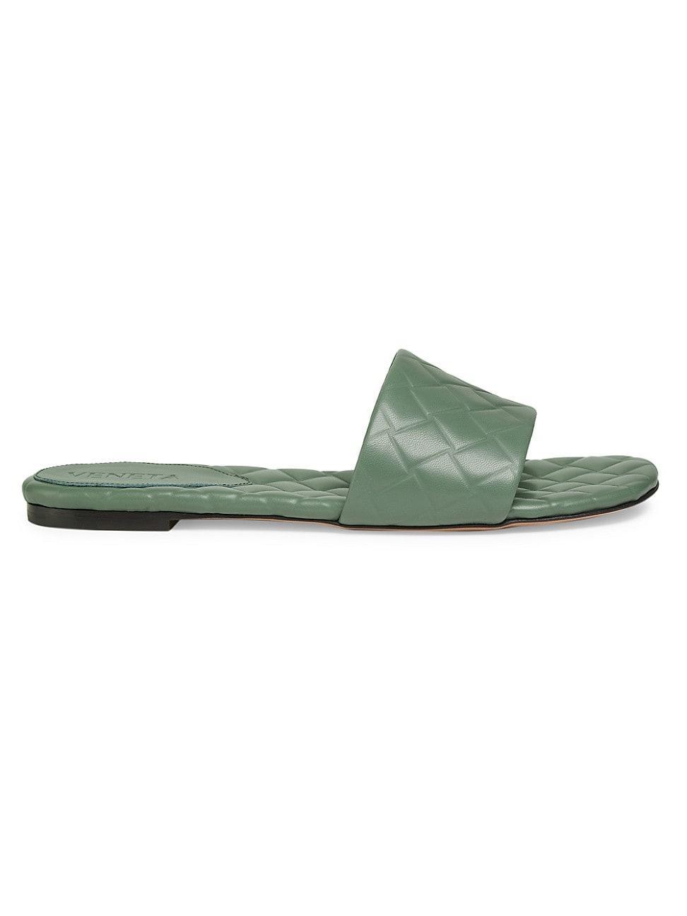 Quilted Leather Flat Slide Sandals Product Image