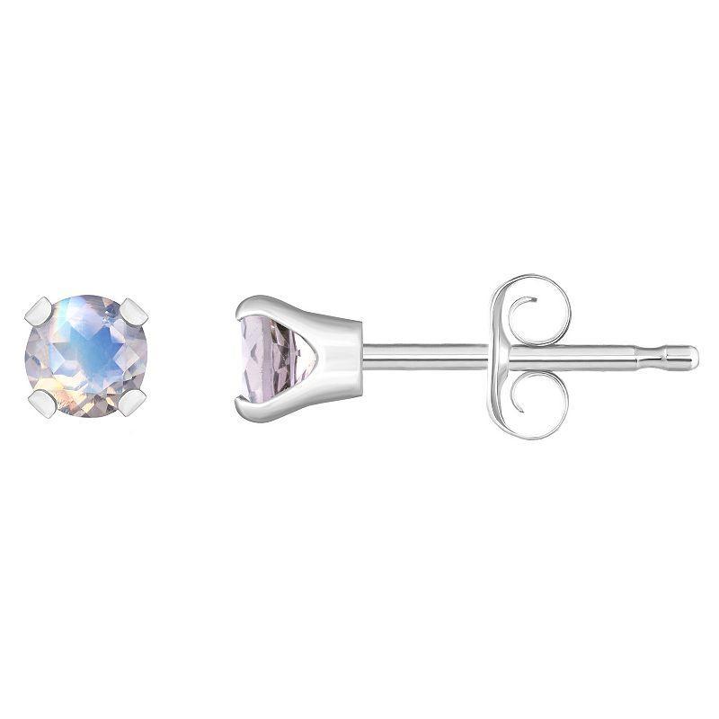 14k White Gold Gemstone Stud Earrings, Women's, June Product Image