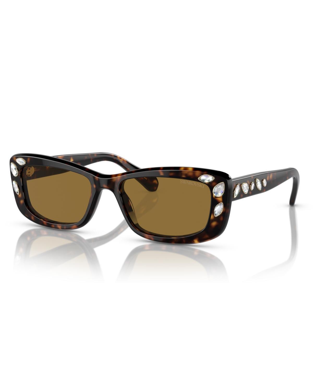 Swarovski SK6008 54mm Crystal Tortoise Rectangle Statement Sunglasses Product Image
