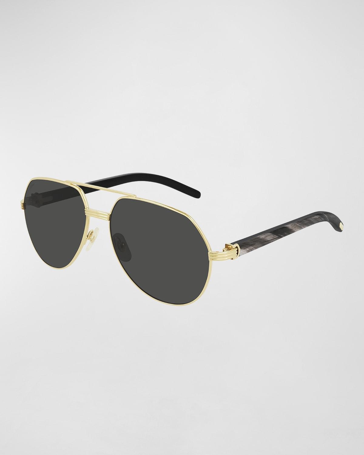 Mens Metal Double-Bridge Aviator Sunglasses Product Image