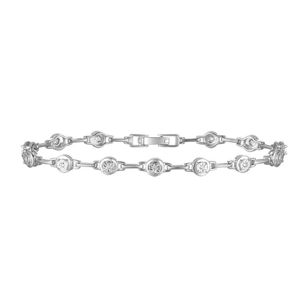Sterling Silver 1/8 Carat T.W. Diamond Bracelet, Women's, Size: 7.25" Product Image