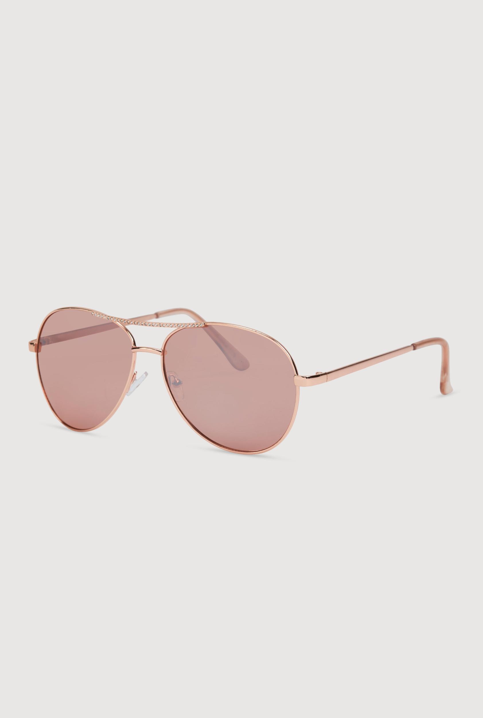 Rhinestone Detail Aviator Sunglasses Female Product Image