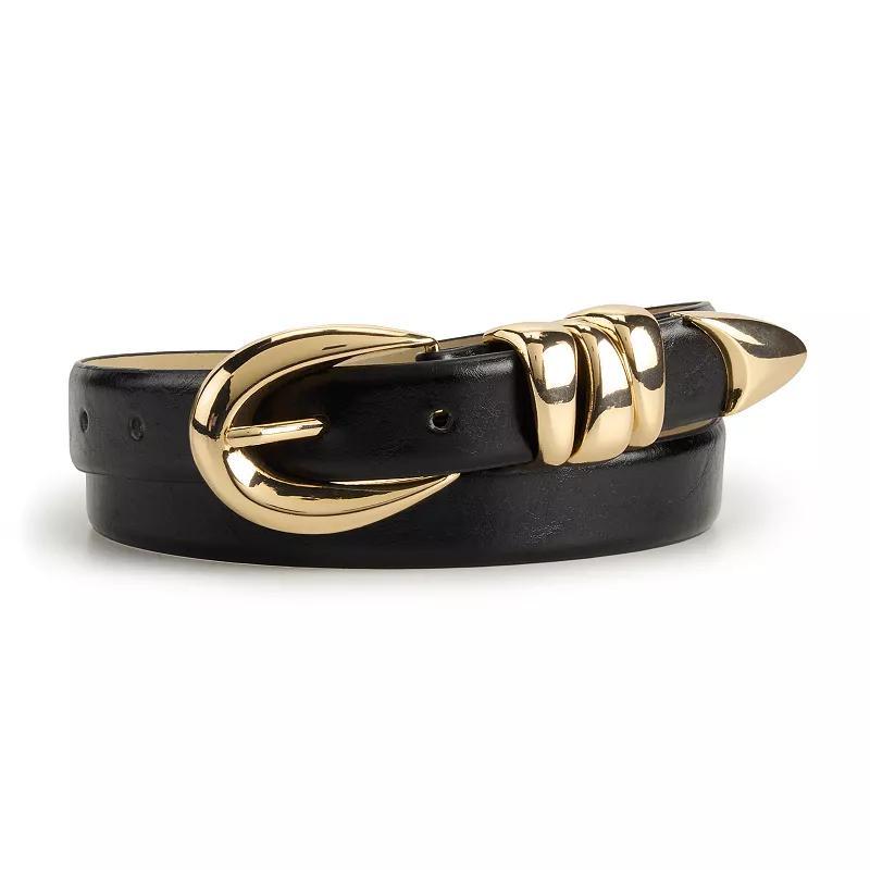 Women's Nine West Sculptural Hardware Panel Belt, Size: Medium, Black Gold Product Image