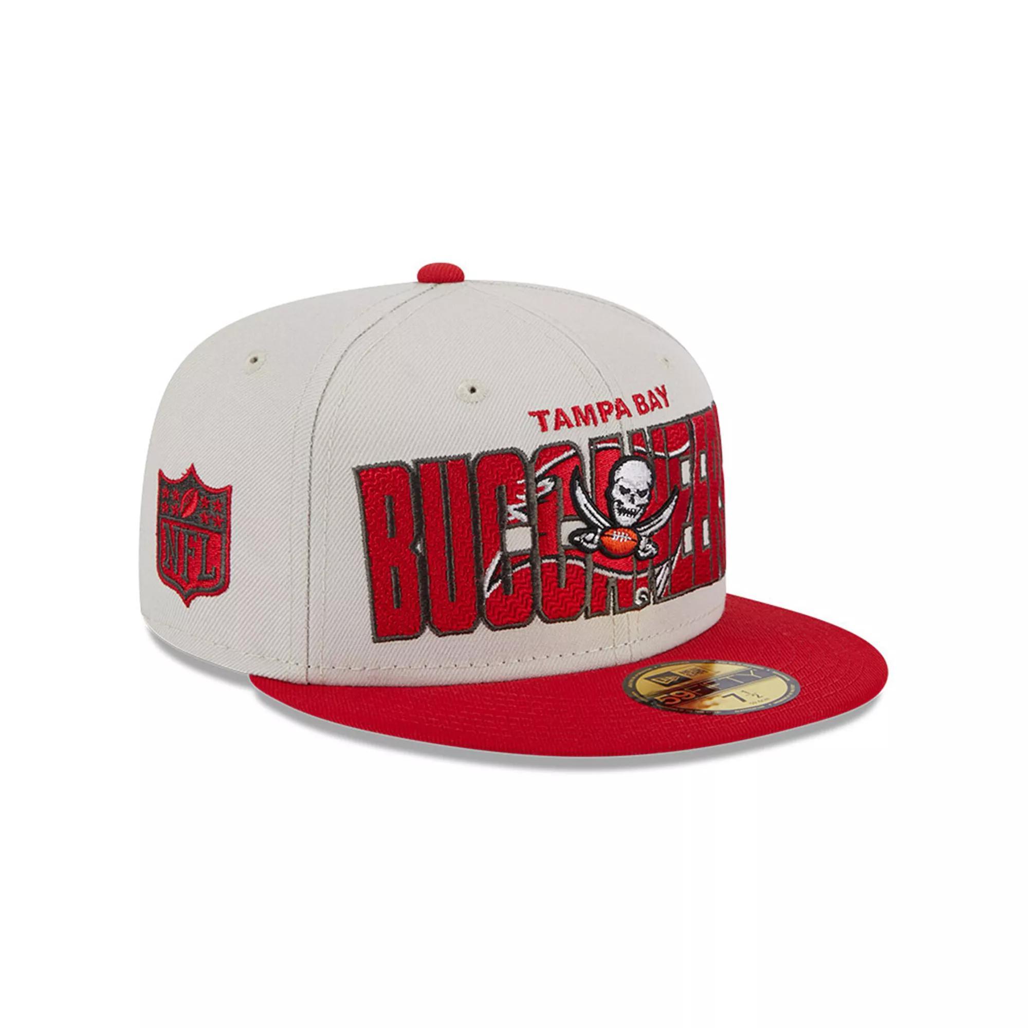 Men's New Era Stone/Red Tampa Bay Buccaneers 2023 NFL Draft On Stage 59FIFTY Fitted Hat, Size: 7 3/8, Team Product Image