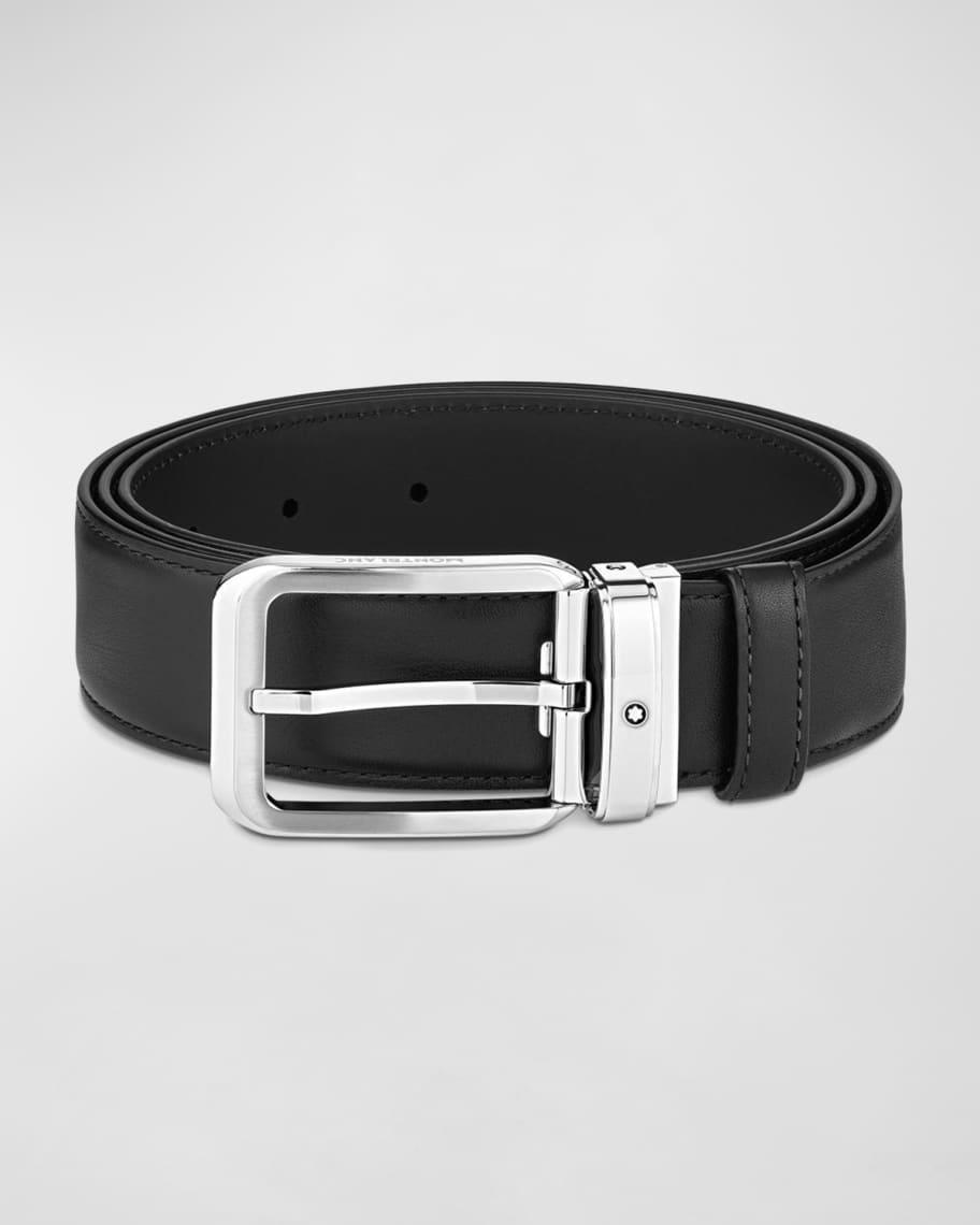 Mens Rectangle Pin Buckle Leather Belt Product Image