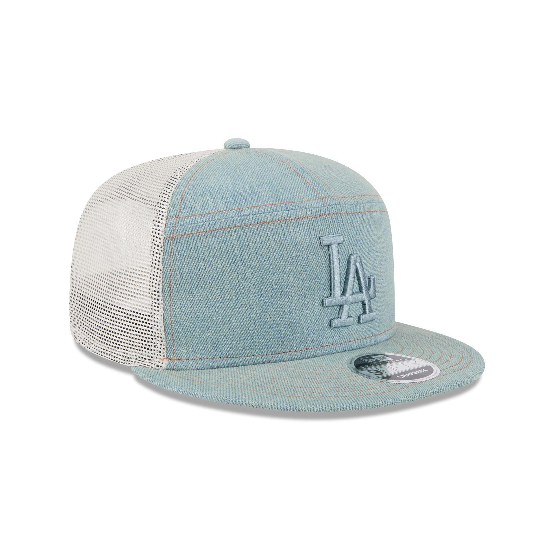 Los Angeles Dodgers Denim Split Panel 9FIFTY Trucker Hat Male Product Image