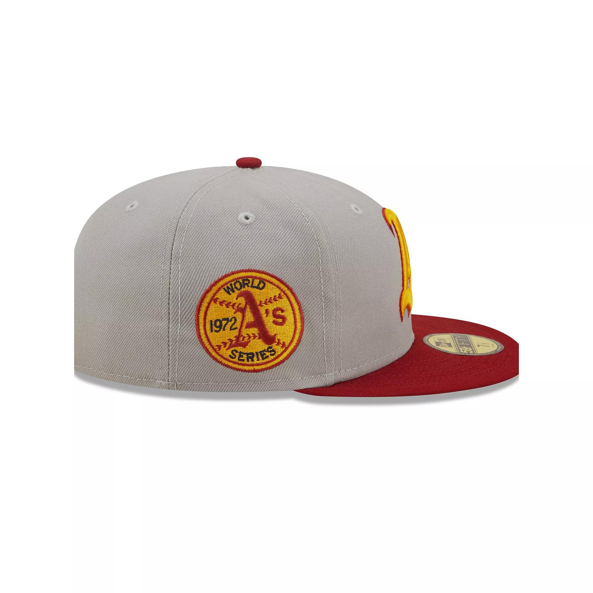 Men's New Era Gray/ Oakland Athletics  Navy Undervisor 59FIFTY Fitted Hat, Size: 7 7/8, Grey Product Image