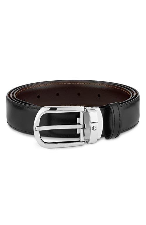 Mens Curved Horseshoe Buckle Cut-to-Size Reversible Leather Belt Product Image