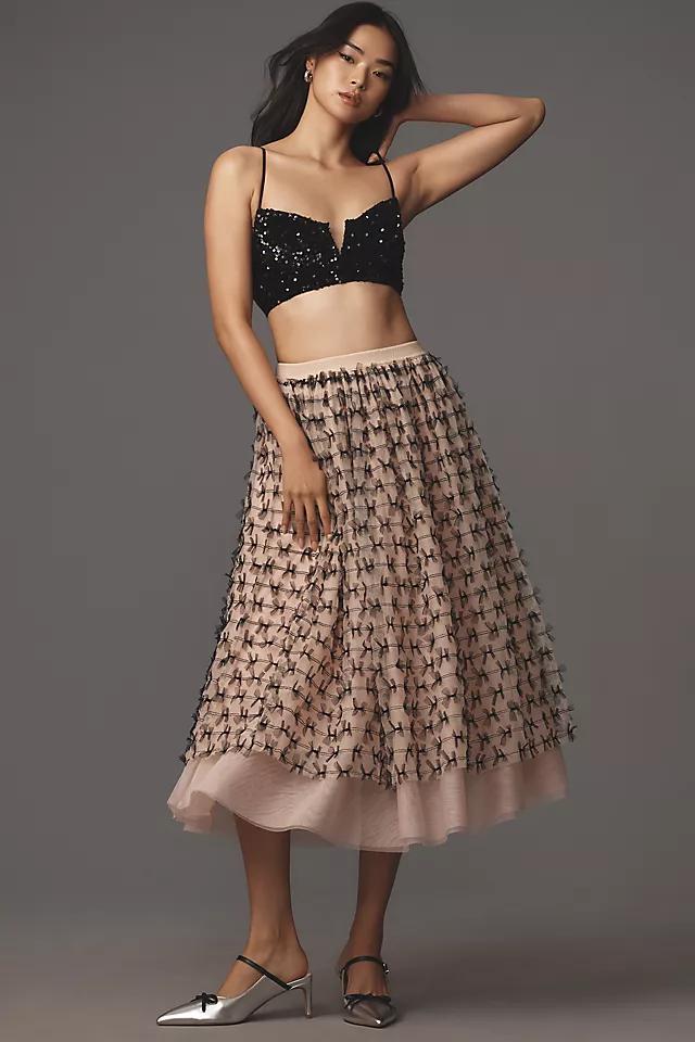 Maeve All-Over Bow Tulle Midi Skirt Product Image