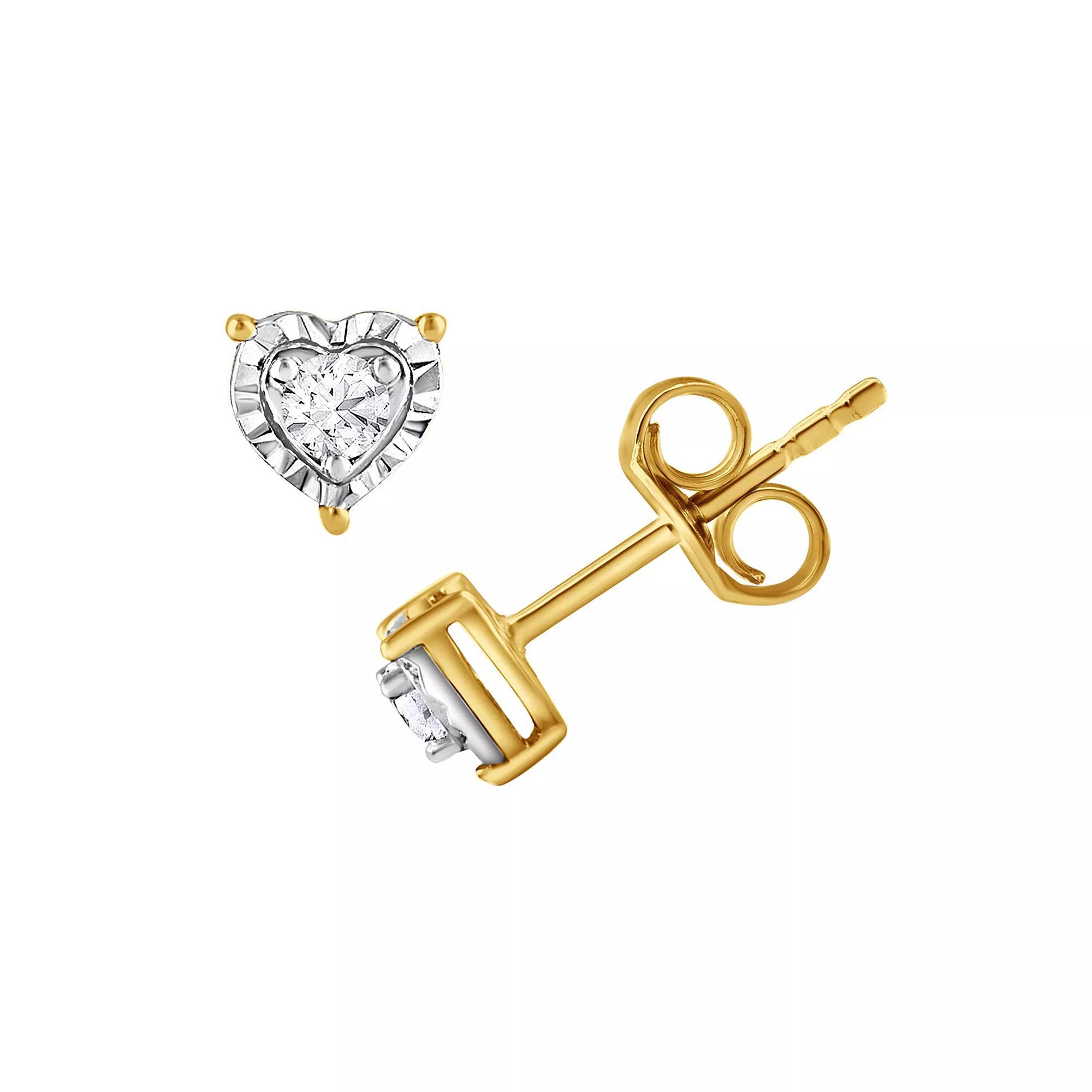 Diamond Brilliance 1/10 Carat T.W. Lab-Grown Diamond Heart Stud Earrings, Women's, Gold Tone Product Image