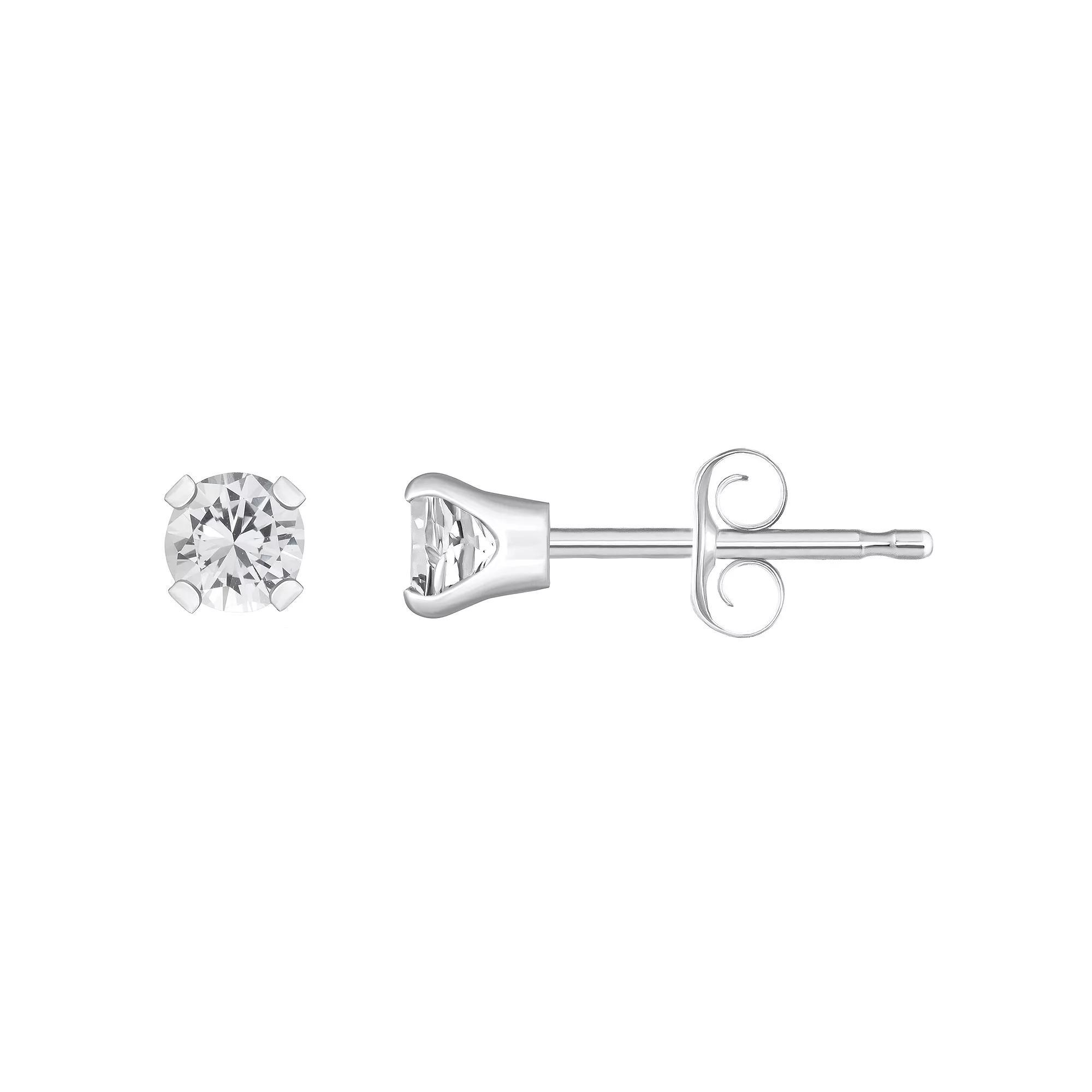 14k White Gold Gemstone Stud Earrings, Women's, June Product Image