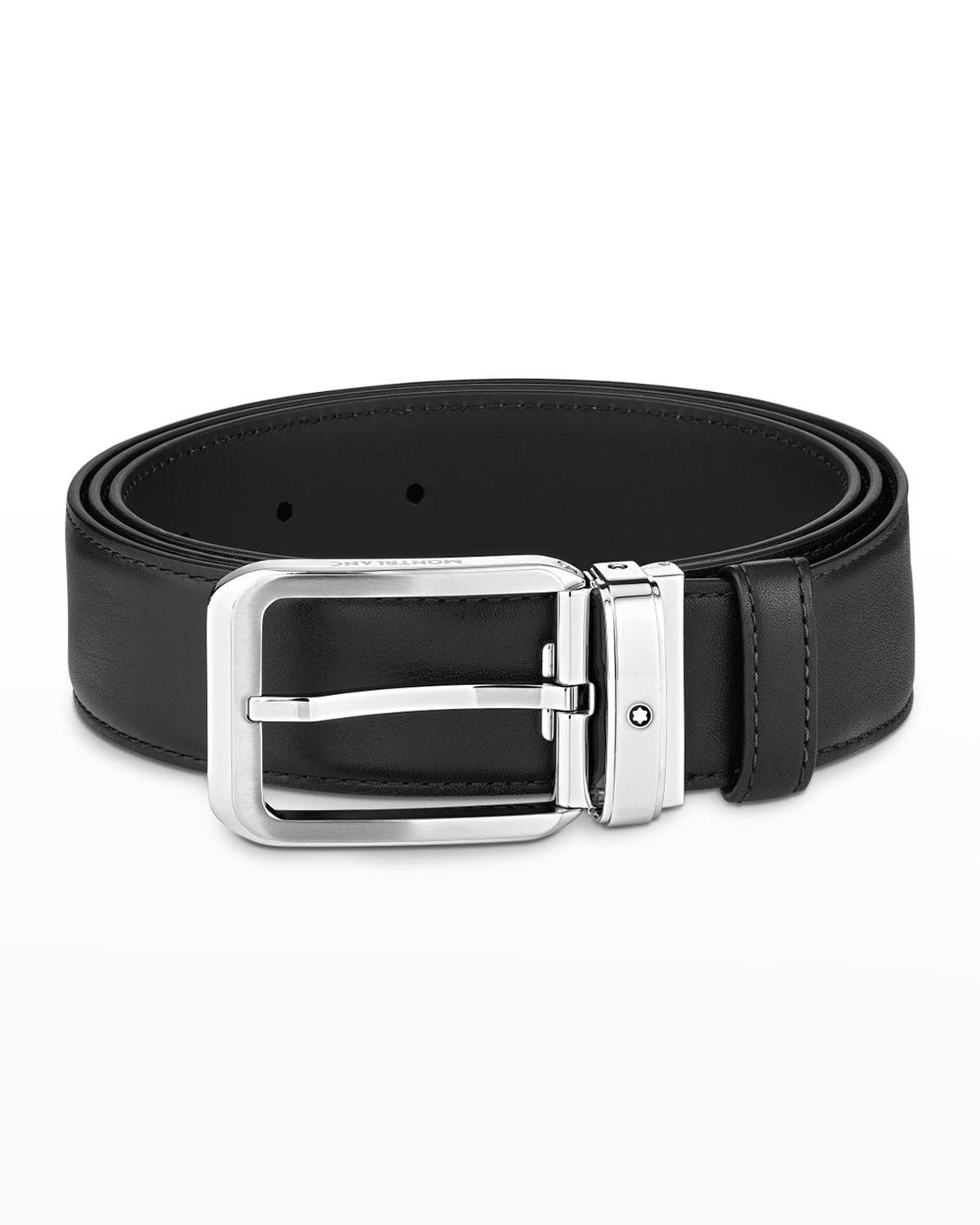 Mens Rectangle Pin Buckle Leather Belt Product Image