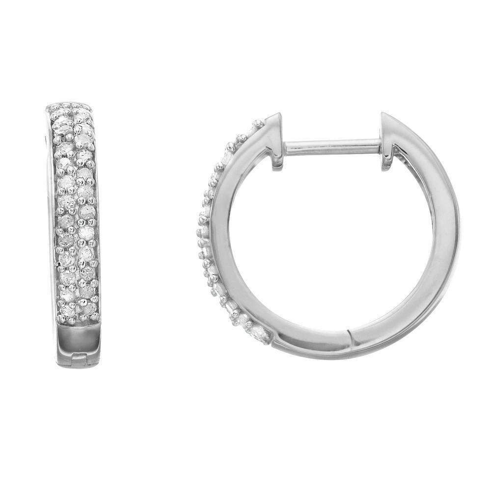 Diamond Brilliance Sterling Silver 1/4 Carat T.W. Diamond Hoop Earrings, Women's, Pink Tone Product Image