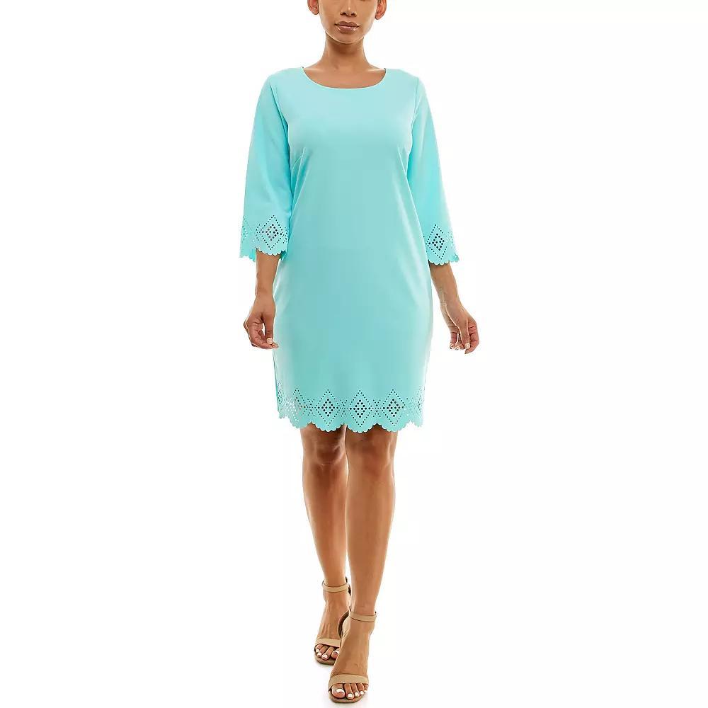 Women's Nina Leonard Laser Cut Dress, Size: Small, Robins Egg Product Image