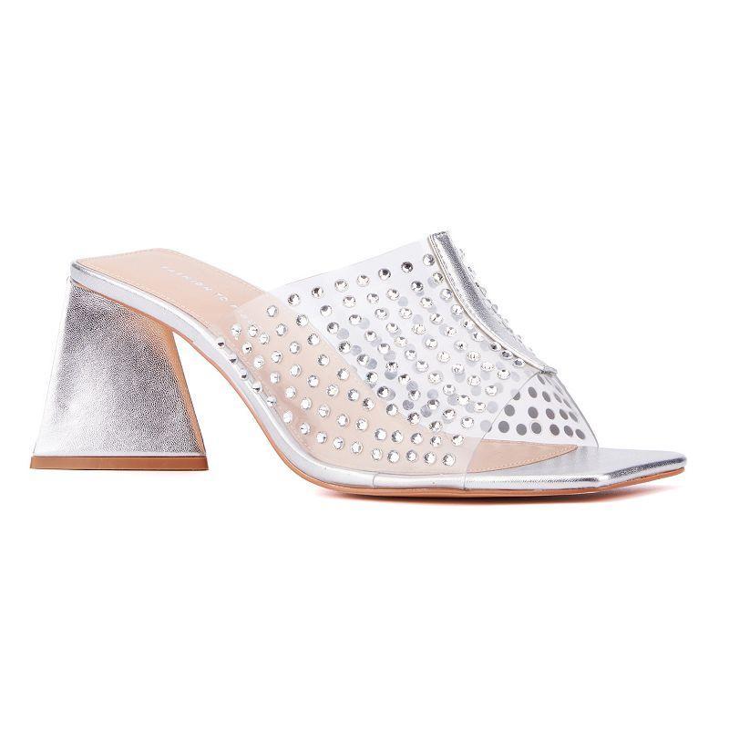 Fashion to Figure Dayna Women's Wide Width Embellished Sandals, Size: 14 Wide, Clear Product Image
