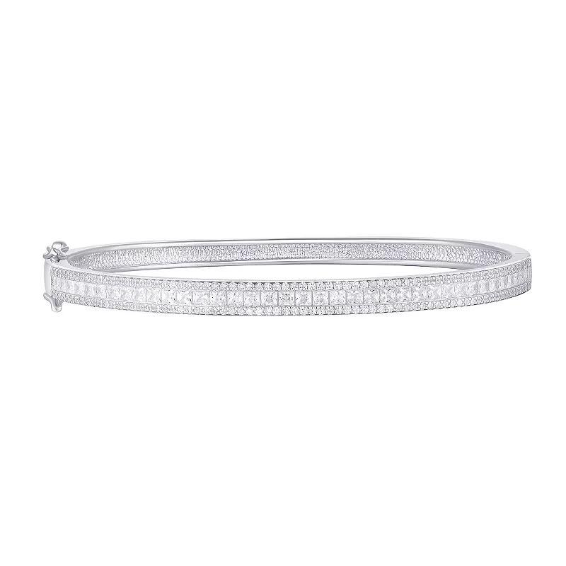 Argento Forte Sterling Silver Cubic Zirconia Bangle Bracelet, Women's Product Image