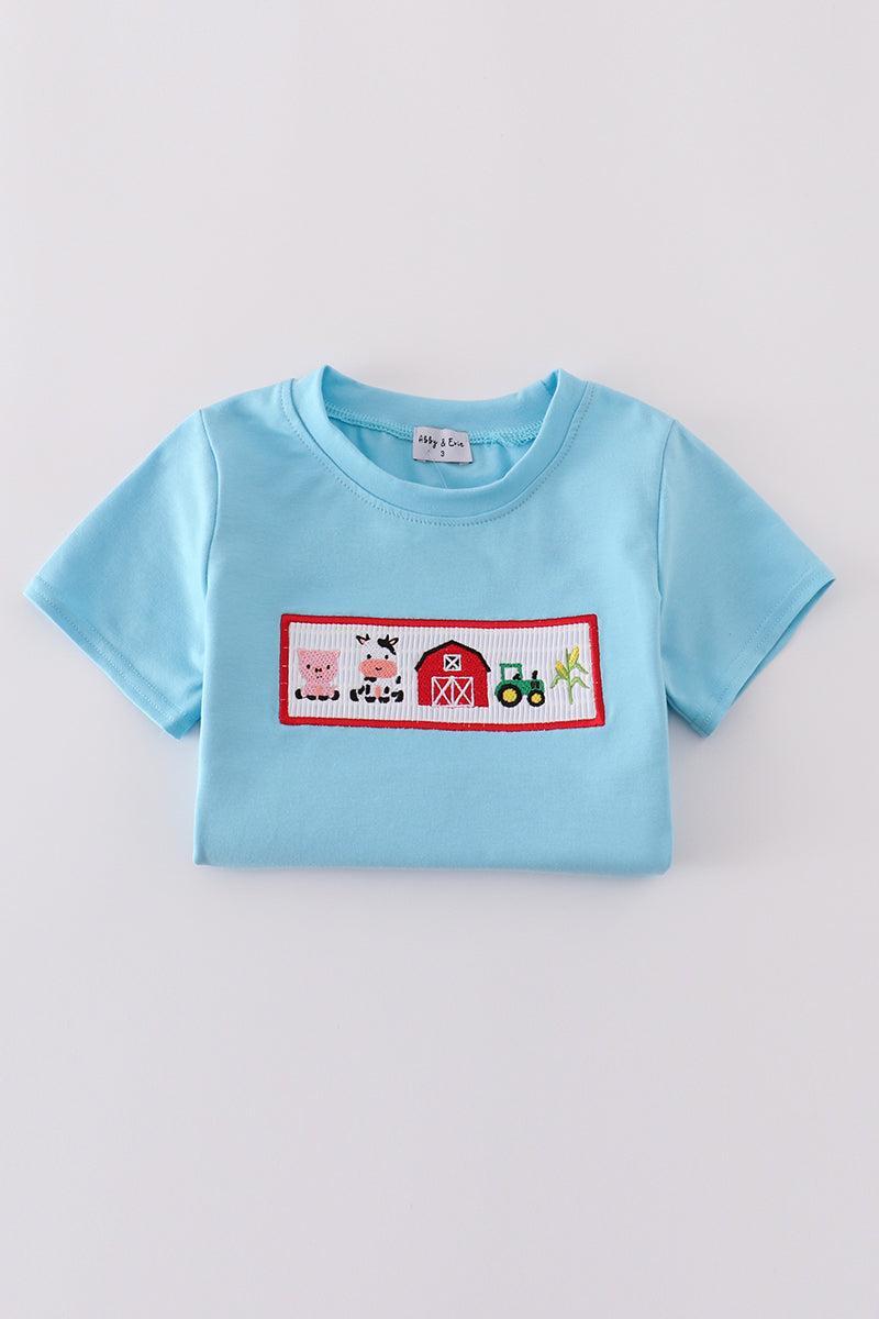 Green ice cream embroidery shorts set Product Image