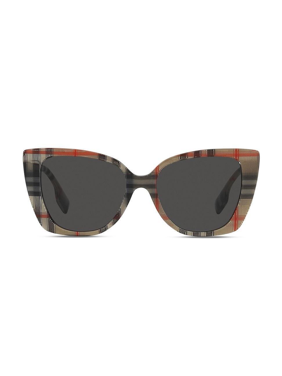 Burberry Womens BE4393 54mm Signature Plaid Cat Eye Sunglasses Product Image