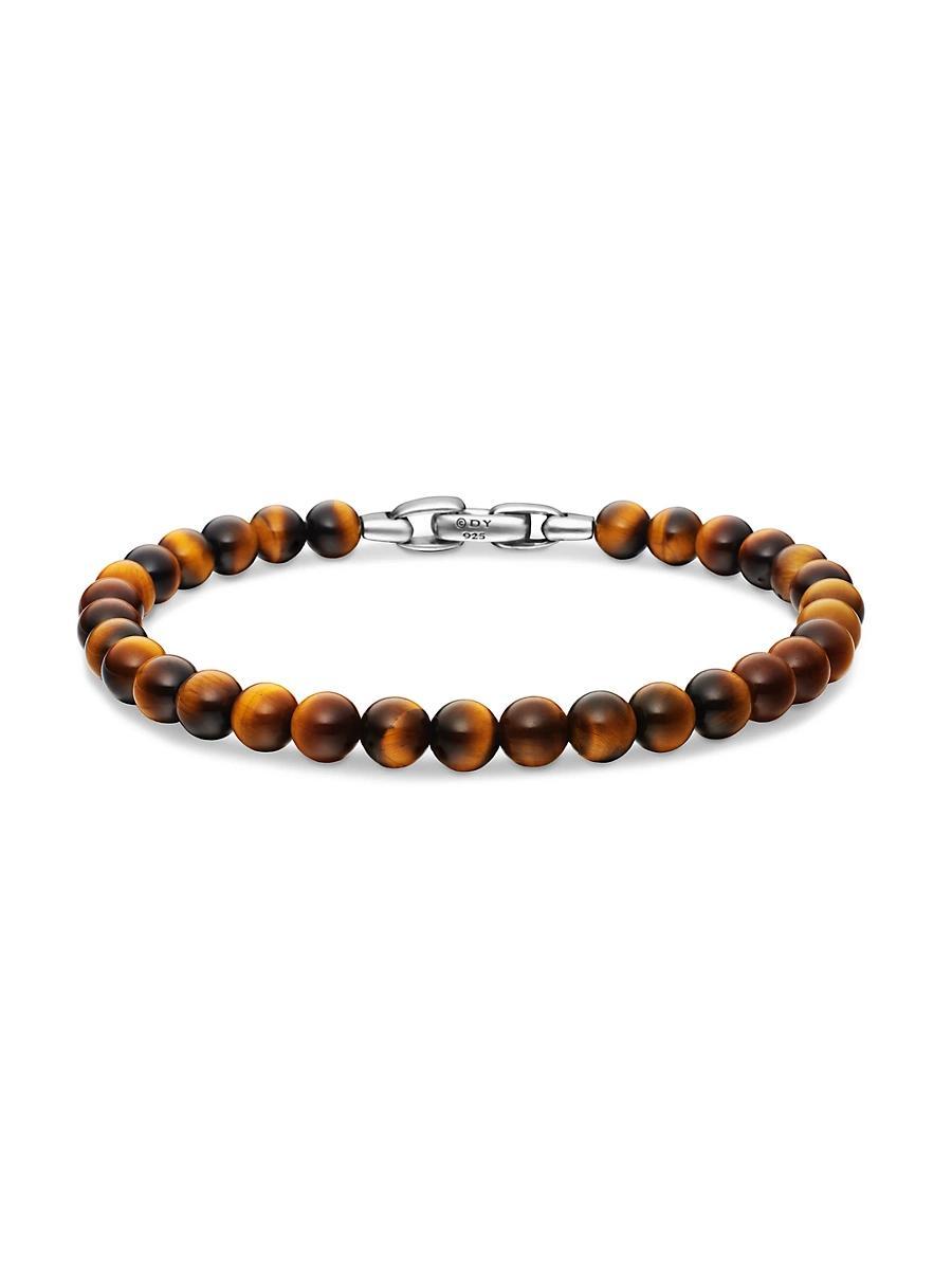 David Yurman Men's Spiritual Beads Bracelet in Sterling Silver with Tiger's Eye, 6mm in Tiger Eye at Nordstrom, Size 7.5 Product Image