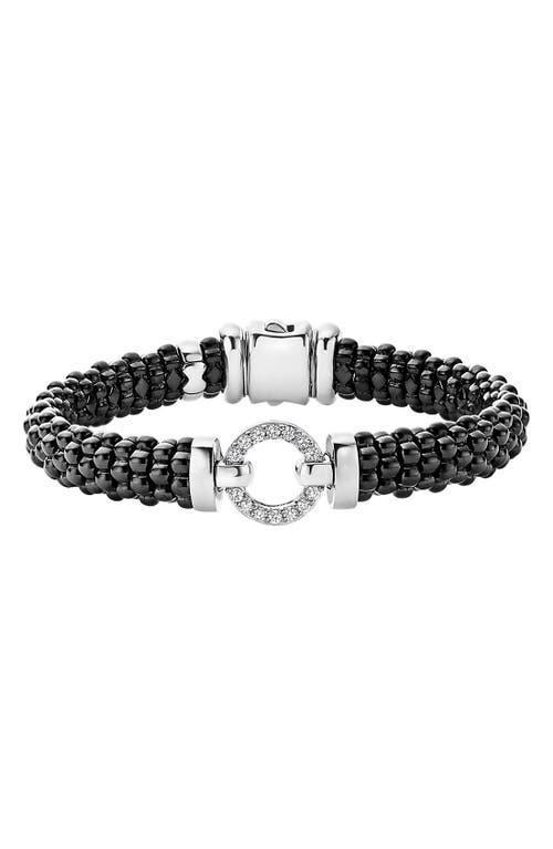 LAGOS Black Caviar Ceramic Bracelet With Sterling Silver And Diamonds In Black/silver/gold Product Image