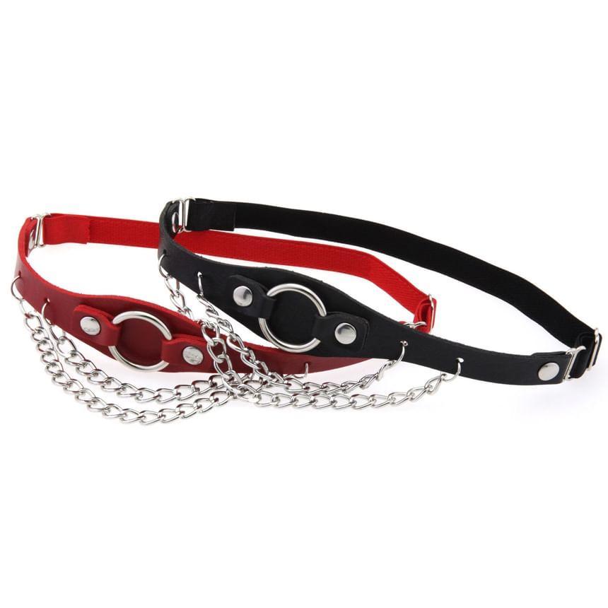 Faux Leather Chained Garter Product Image